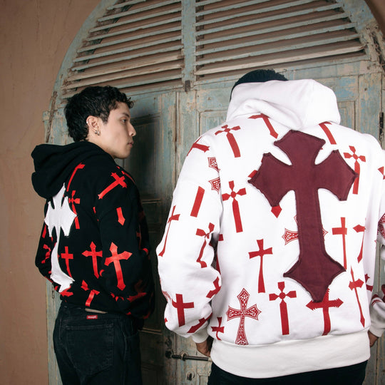 All-Over Cross Hoodie White