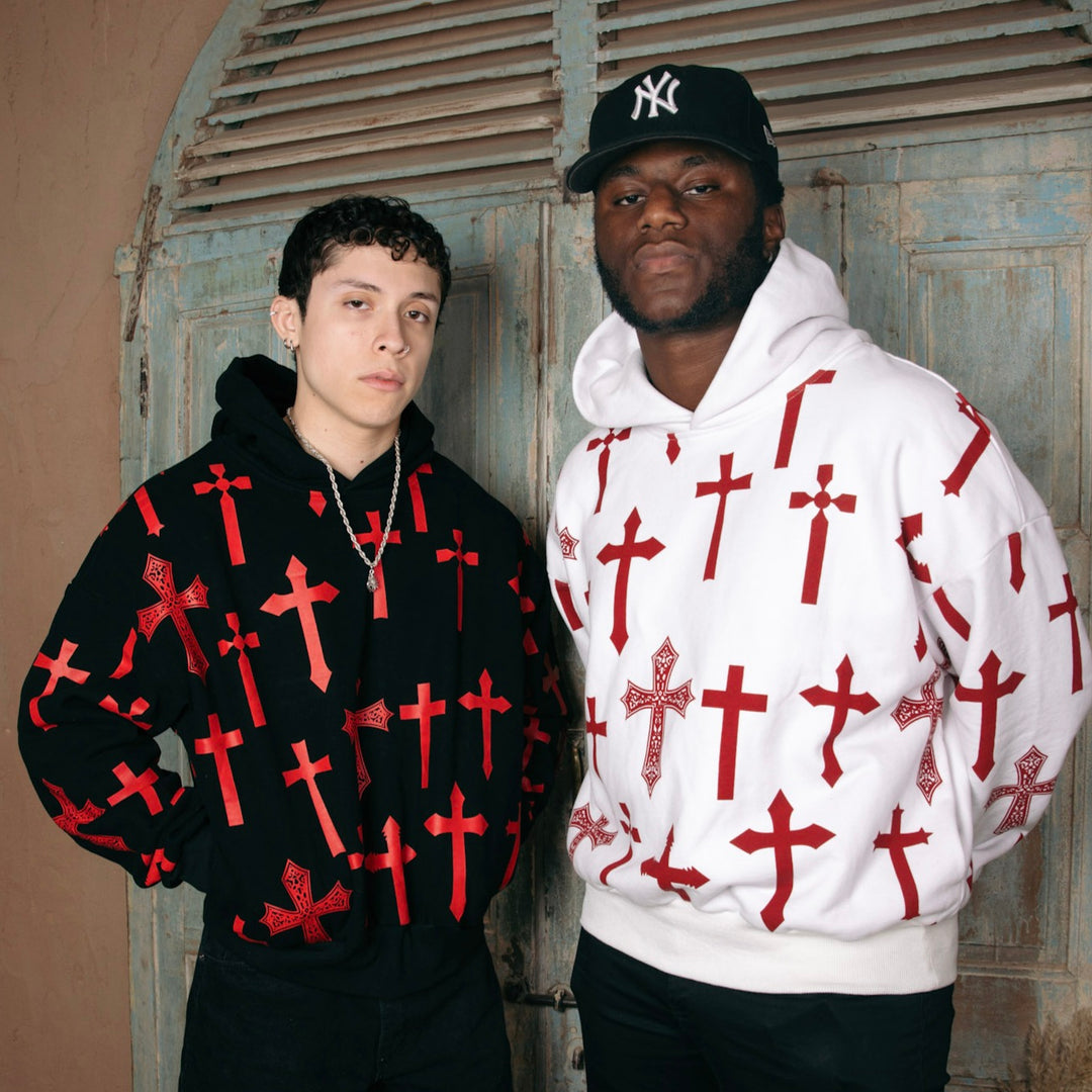 All-Over Cross Hoodie White