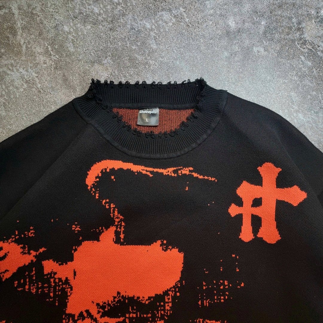 Wings of Protection Orange Knit Sweater