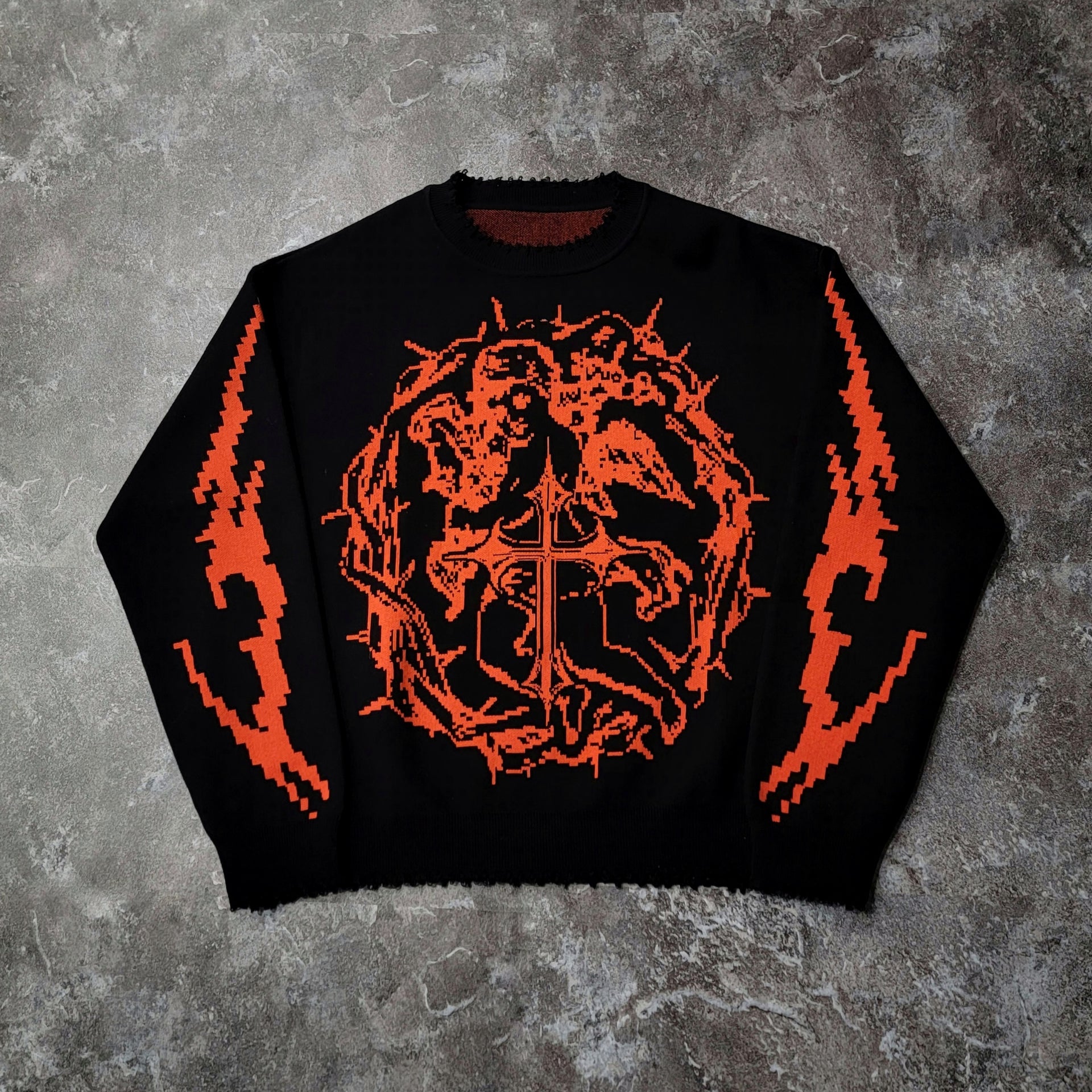 Sacred Symbol Orange Knit Sweater