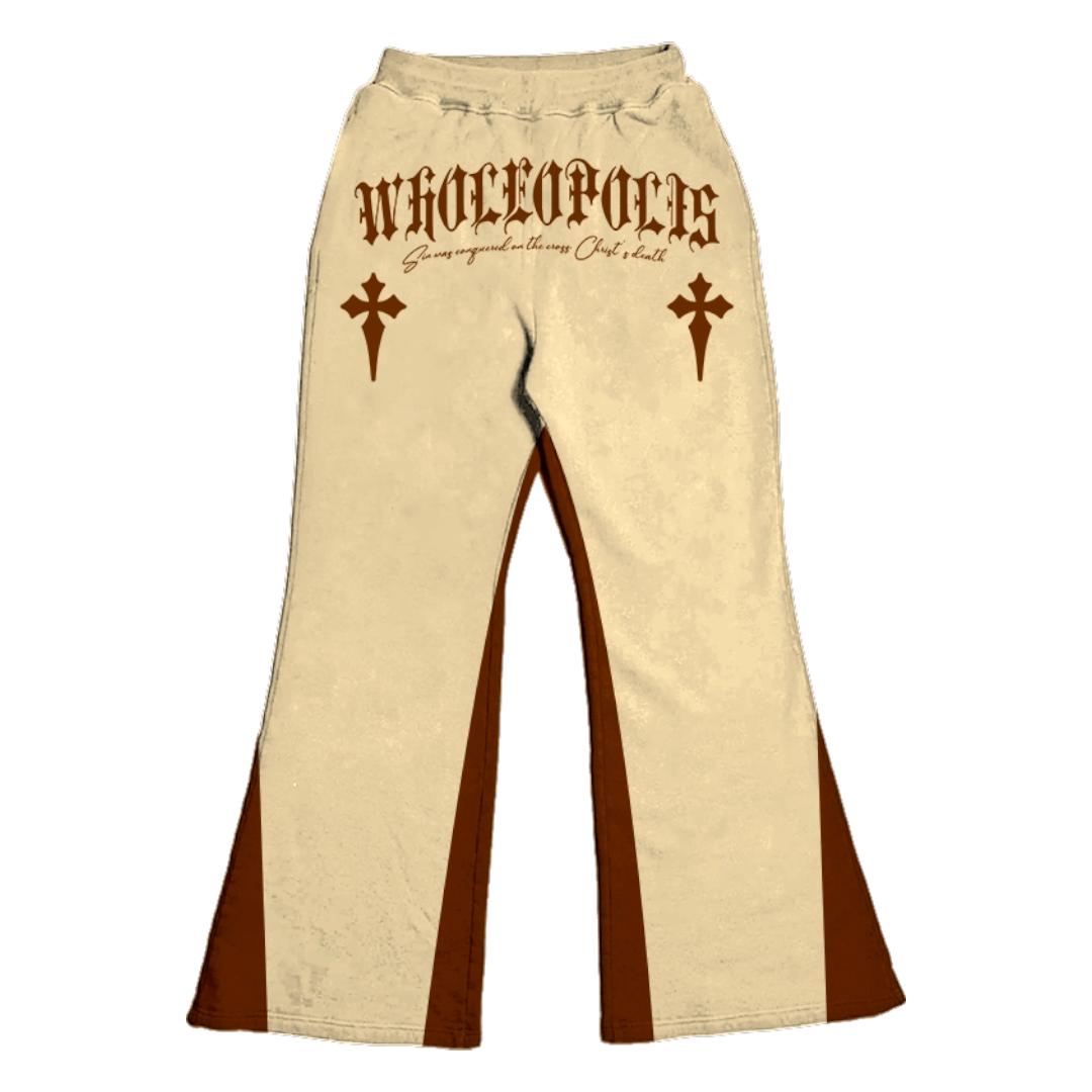 Pantaloni svasati celtici color crema