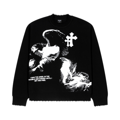 Wings of Protection Black Knit Sweater