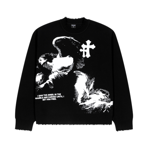 Wings of Protection Black Knit Sweater