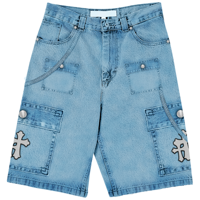 Light Blue Crosspatch Jorts