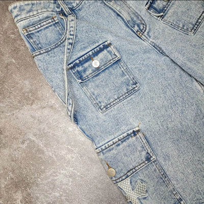 Light Blue Crosspatch Jorts