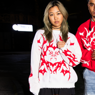 White Crimson Web Knit