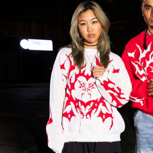 White Crimson Web Knit