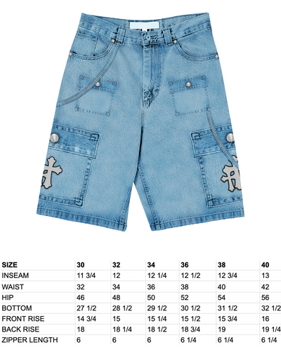 Light Blue Crosspatch Jorts