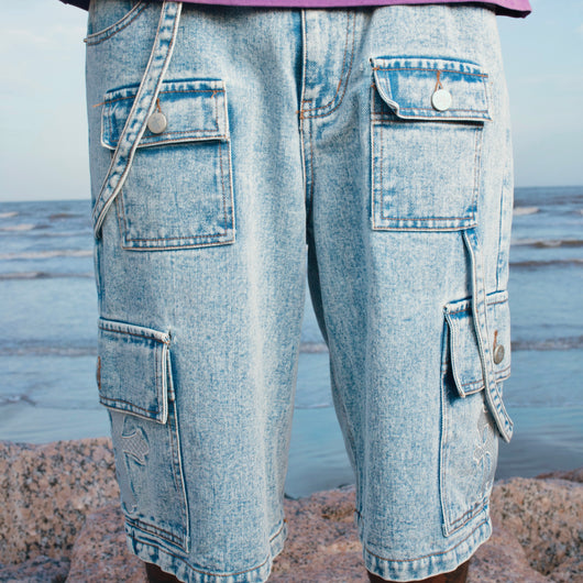 Light Blue Crosspatch Jorts