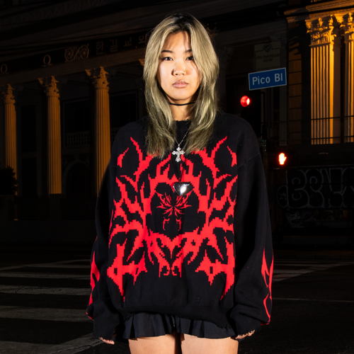 Black Crimson Web Knit