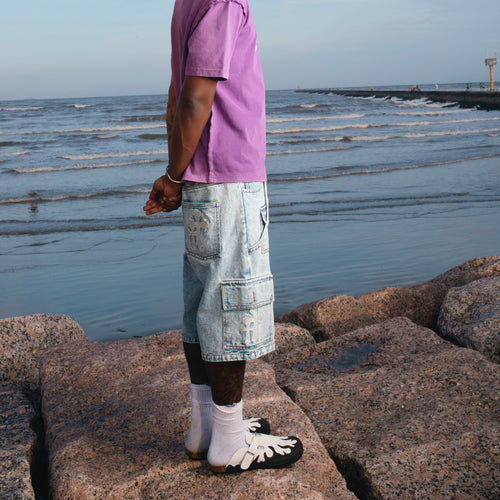 Light Blue Crosspatch Jorts