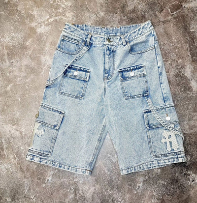 Light Blue Crosspatch Jorts