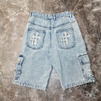 Light Blue Crosspatch Jorts