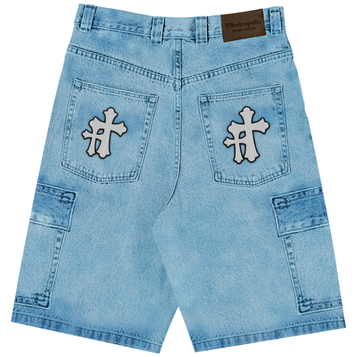 Light Blue Crosspatch Jorts